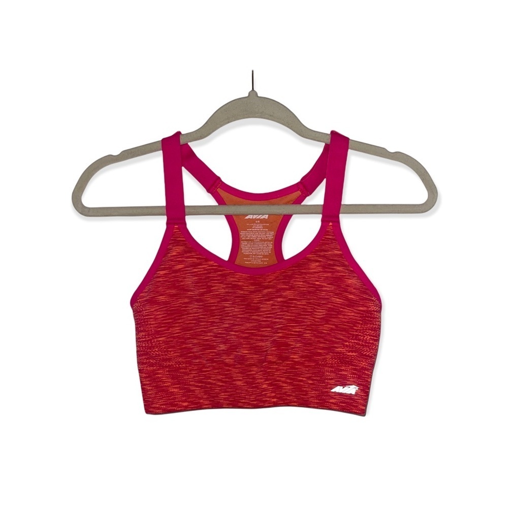 AVIA Pink & Orange Racerback Sports Bra with Wide Adjustable Straps L NWT